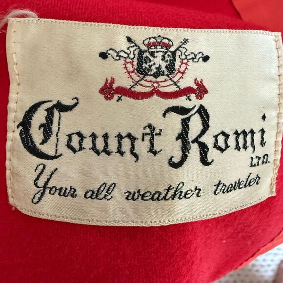 Vintage 60s Count Romi Double Breasted Red Gold Button Coat S - Picture 9 of 11